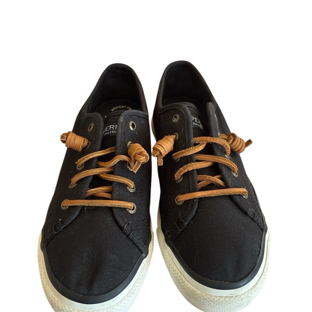 SPERRY Sneakers Seacoast Top-Sider Canvas Womens size 7 Fashion Boat Shoes Black